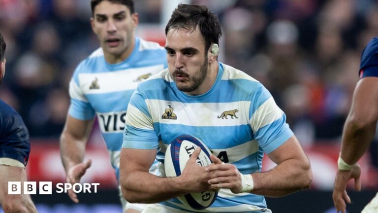 Franco Molina: Newcastle Red Bulls sign Argentina international lock Franco Molina in action for Argentina against France in November 2024