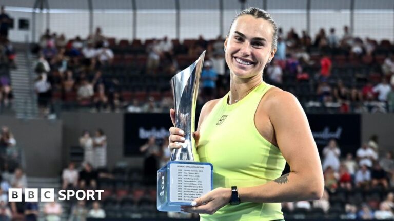 Brisbane International: Aryna Sabalenka beats Marta Kostyuk to win third title Aryna Sabalenka holds the trophy after winning the Brisbane International
