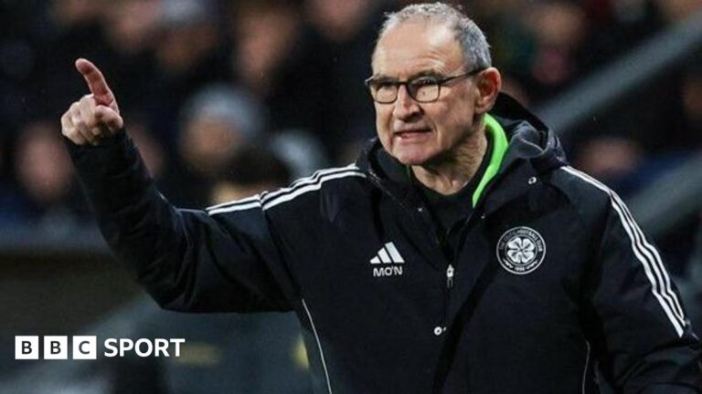 Celtic manager Martin O'Neill during a William Hill Premiership match between Falkirk and Celtic at The Falkirk Stadium, on January 14, 2026, in Falkirk, Scotland.