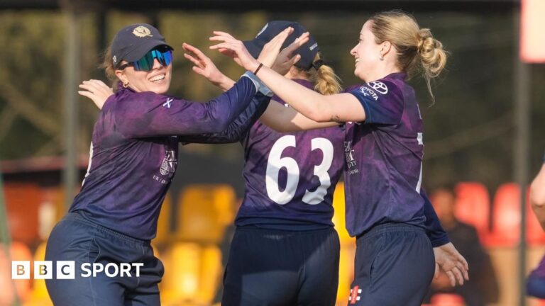 Scotland beat USA to clinch T20 World Cup place Scotland celebrate during a 41-run win over the United States