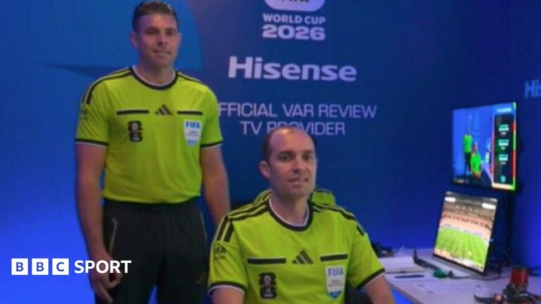 A picture showing the Netherlands v Japan VAR team