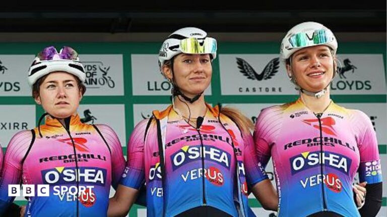 Maeve Plouffe: Rider ‘nearly hit’ by car on day one of Tour of Britain Women Maeve Plouffe