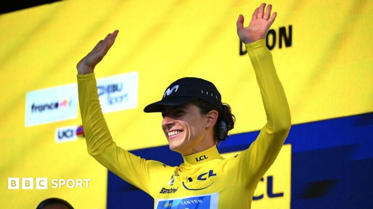 Tour de France Femmes: Marlen Reusser leads after time trial win Marlen Reusser of Switzerland and Team Movistar celebrates at podium as Yellow Leader Jersey winner during the 5th Tour de France Femmes 2026, Stage 4 a 21km individual time trial stage from Gevrey-Chambertin to Dijon